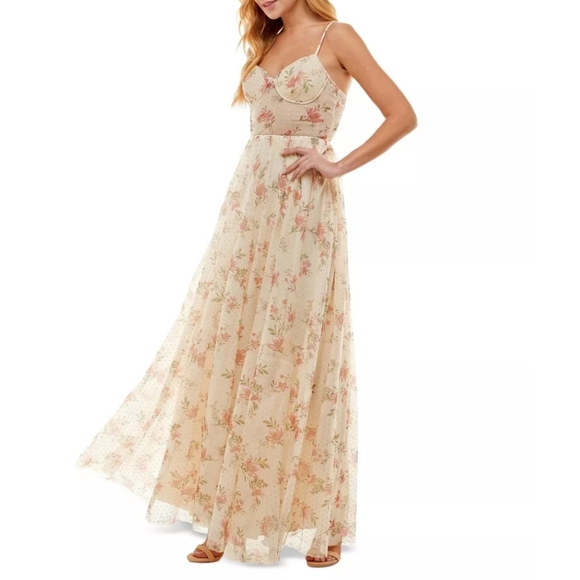 CITY STUDIO JUNIORS FLORAL PRINT GOWN - MACY'S - Picture 3 of 4